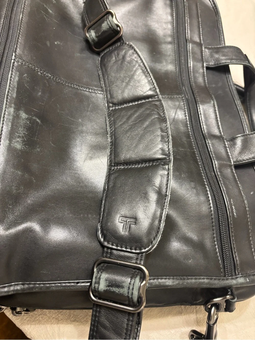 Tumi Alpha Leather Messenger and Laptop Bag